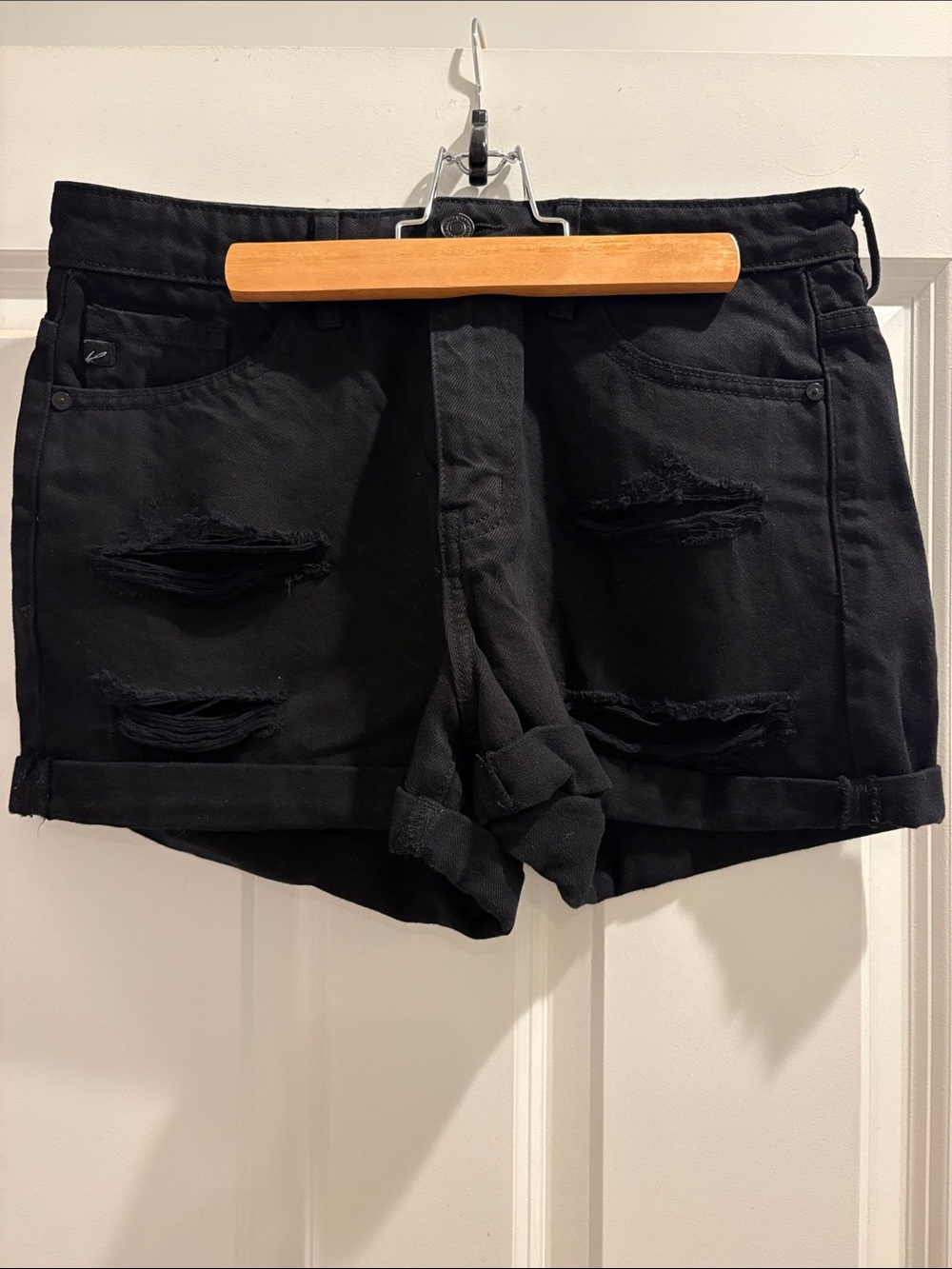 Black Distressed Women's Denim Shorts